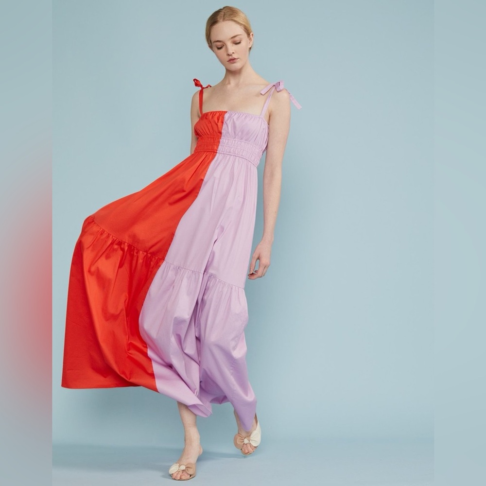 Cynthia Rowley Bryn Colorblock Maxi Dress with tie straps - Picture 2 of 9